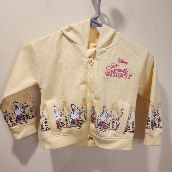 Disney Bella Beauty and The Beast Yellow Hooded zip up sweater size 3T - Picture 3 of 10